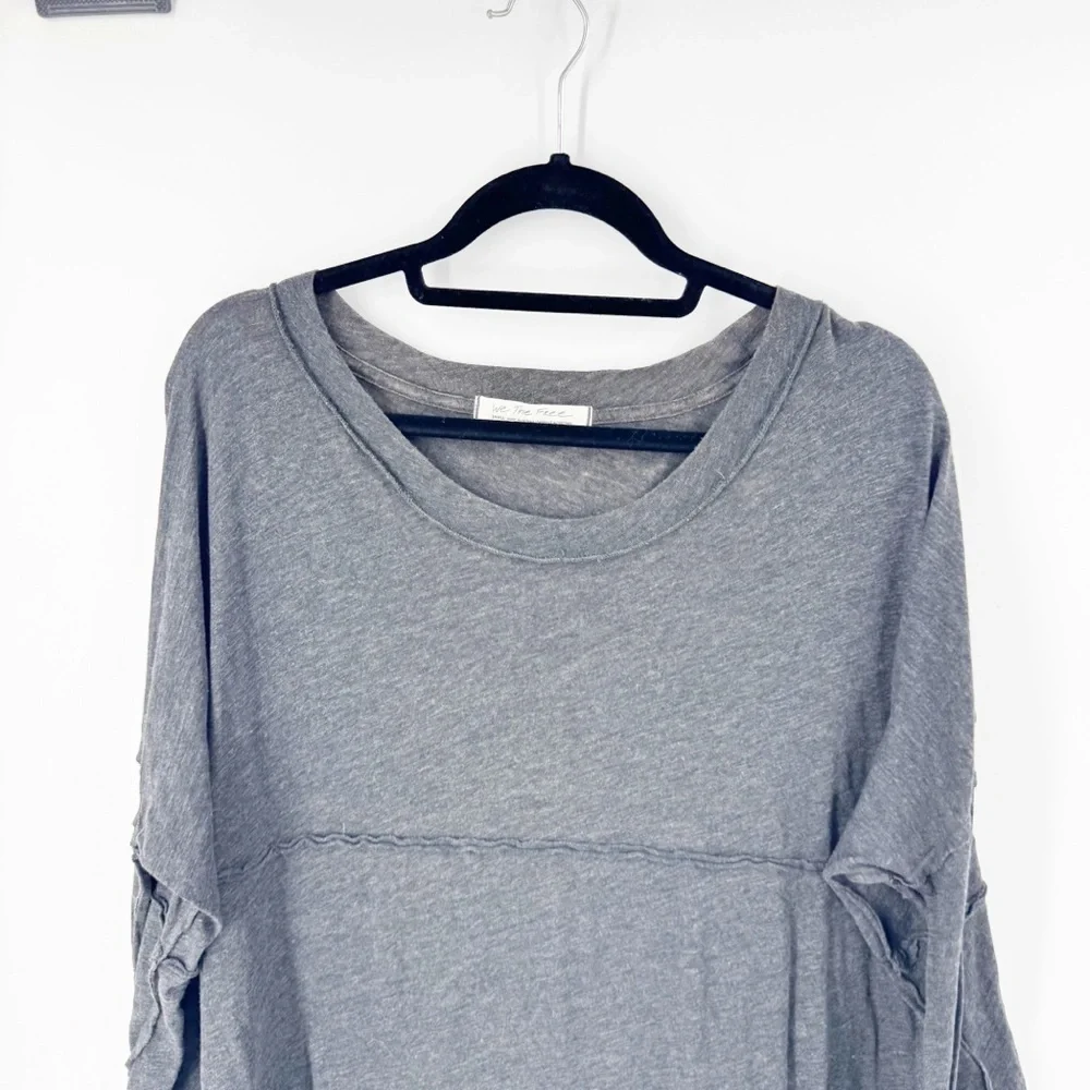 ✅ We The Free Tell Tale Longline Blouse Dark Gray Oversized Tunic Top SIZE SMALL